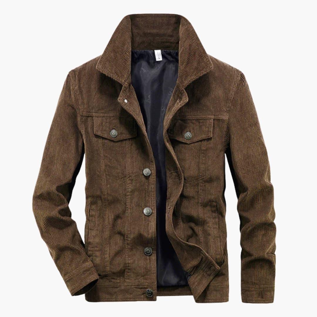 Men's Cord Jacket with Button Closure and Chest Pocket