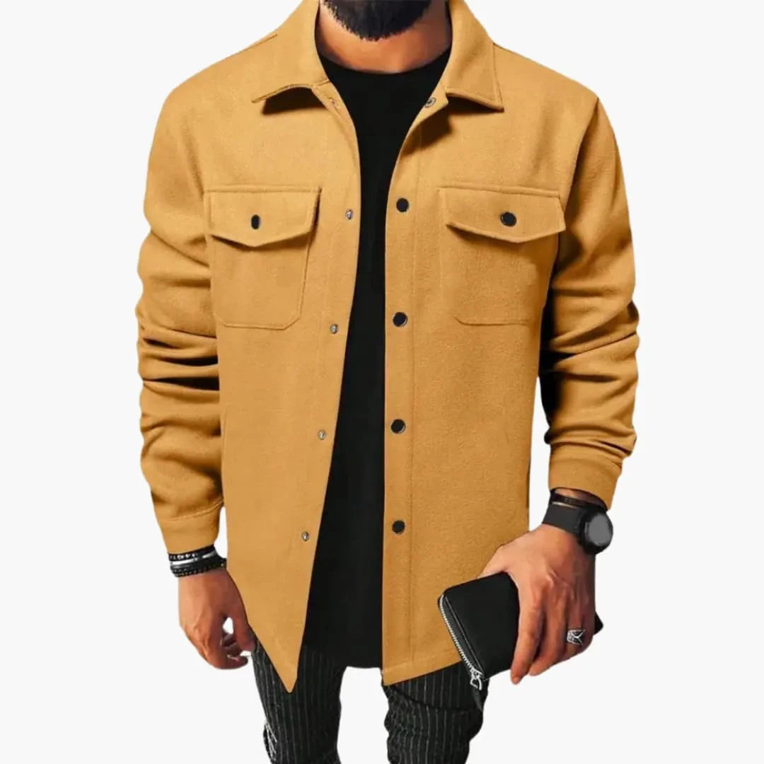Men's Shirt Jacket with Button Placket