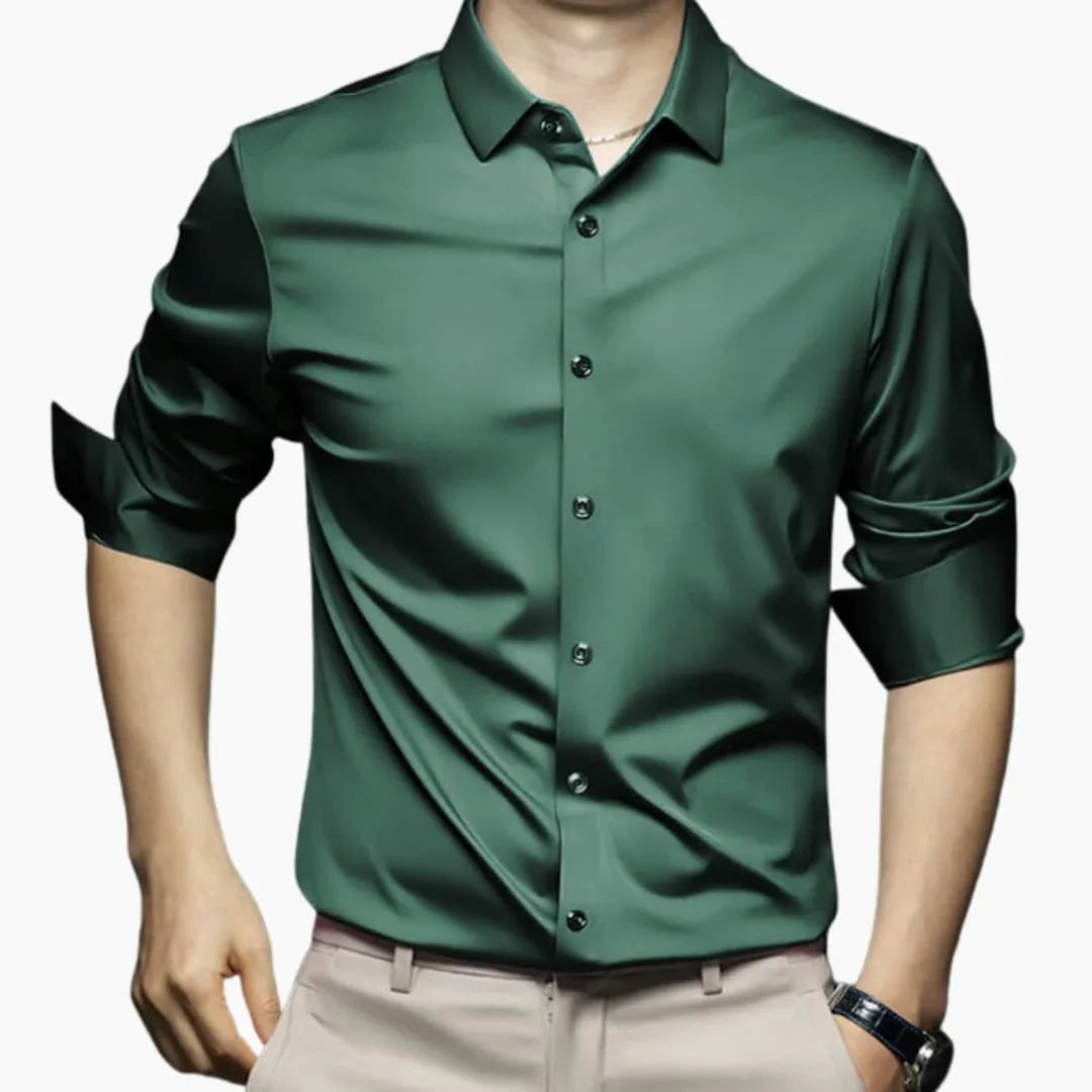 Men's Shirt with Button Placket and Long Sleeves