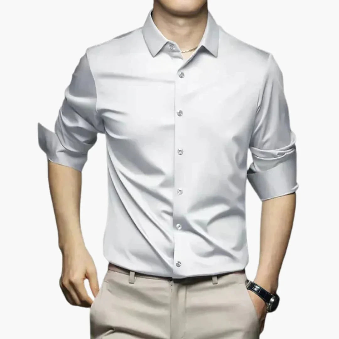 Men's Shirt with Button Placket and Long Sleeves