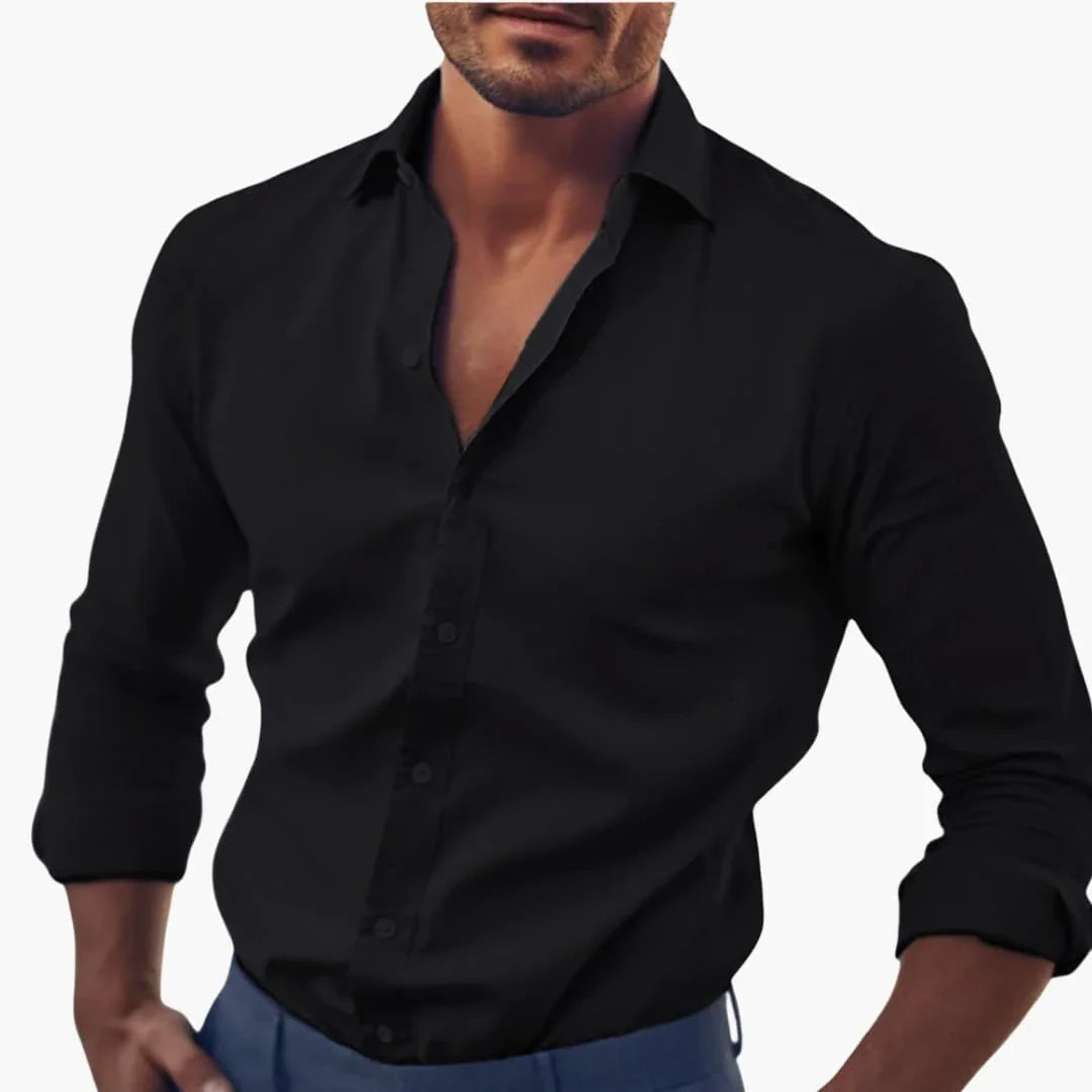 Men's Shirt with Collar and Long Sleeves