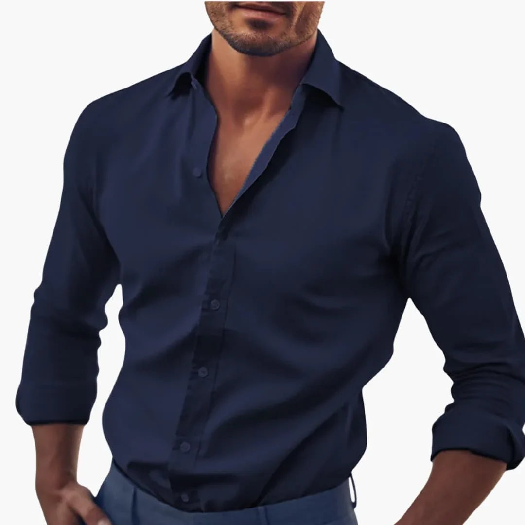 Men's Shirt with Collar and Long Sleeves