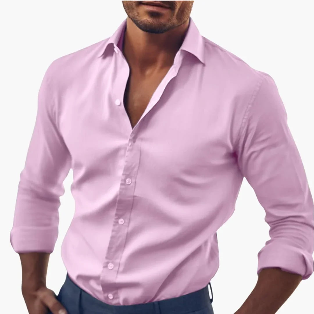 Men's Shirt with Collar and Long Sleeves