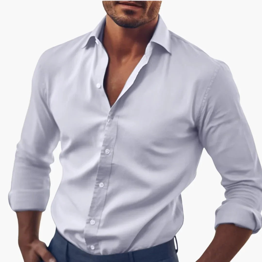 Men's Shirt with Collar and Long Sleeves