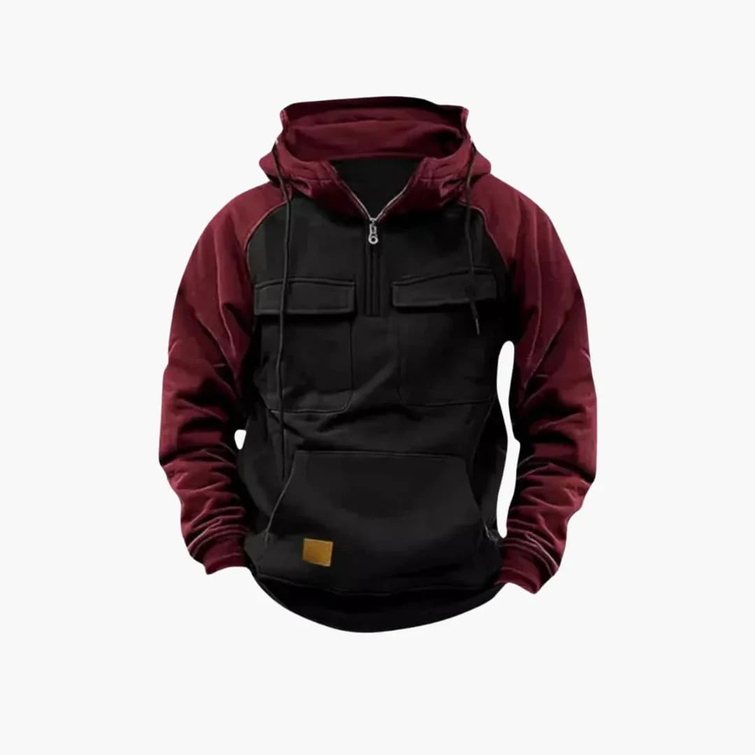 Men's Hoodie with Chest Pockets and Quarter Zip