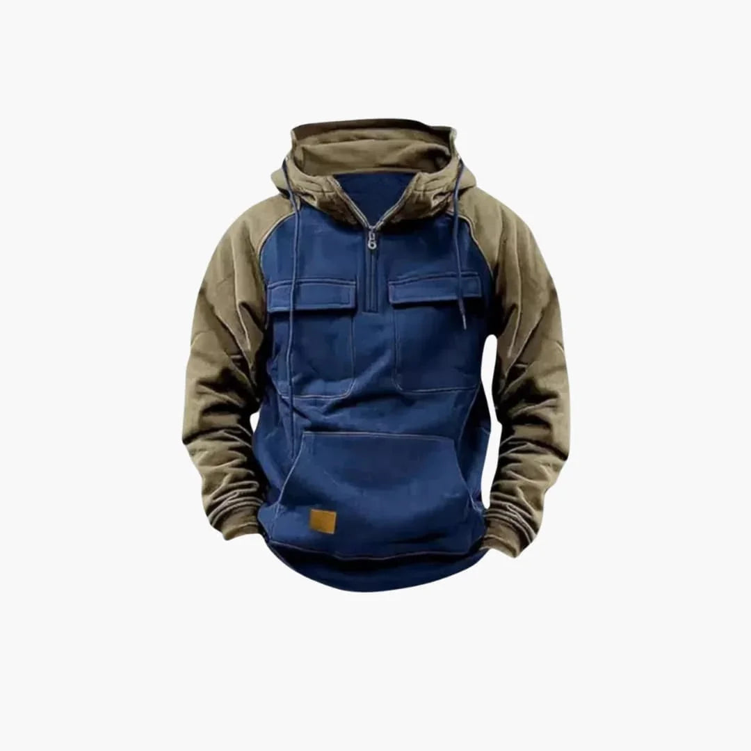 Men's Hoodie with Chest Pockets and Quarter Zip