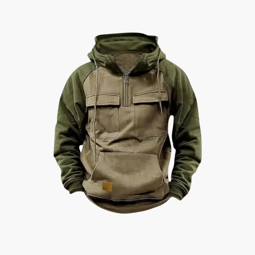 Men's Hoodie with Chest Pockets and Quarter Zip