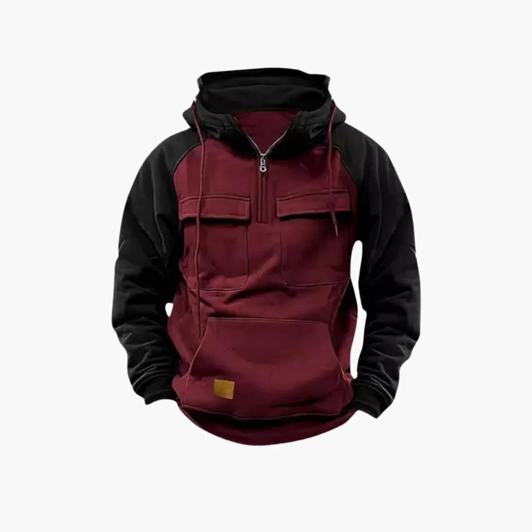 Men's Hoodie with Chest Pockets and Quarter Zip