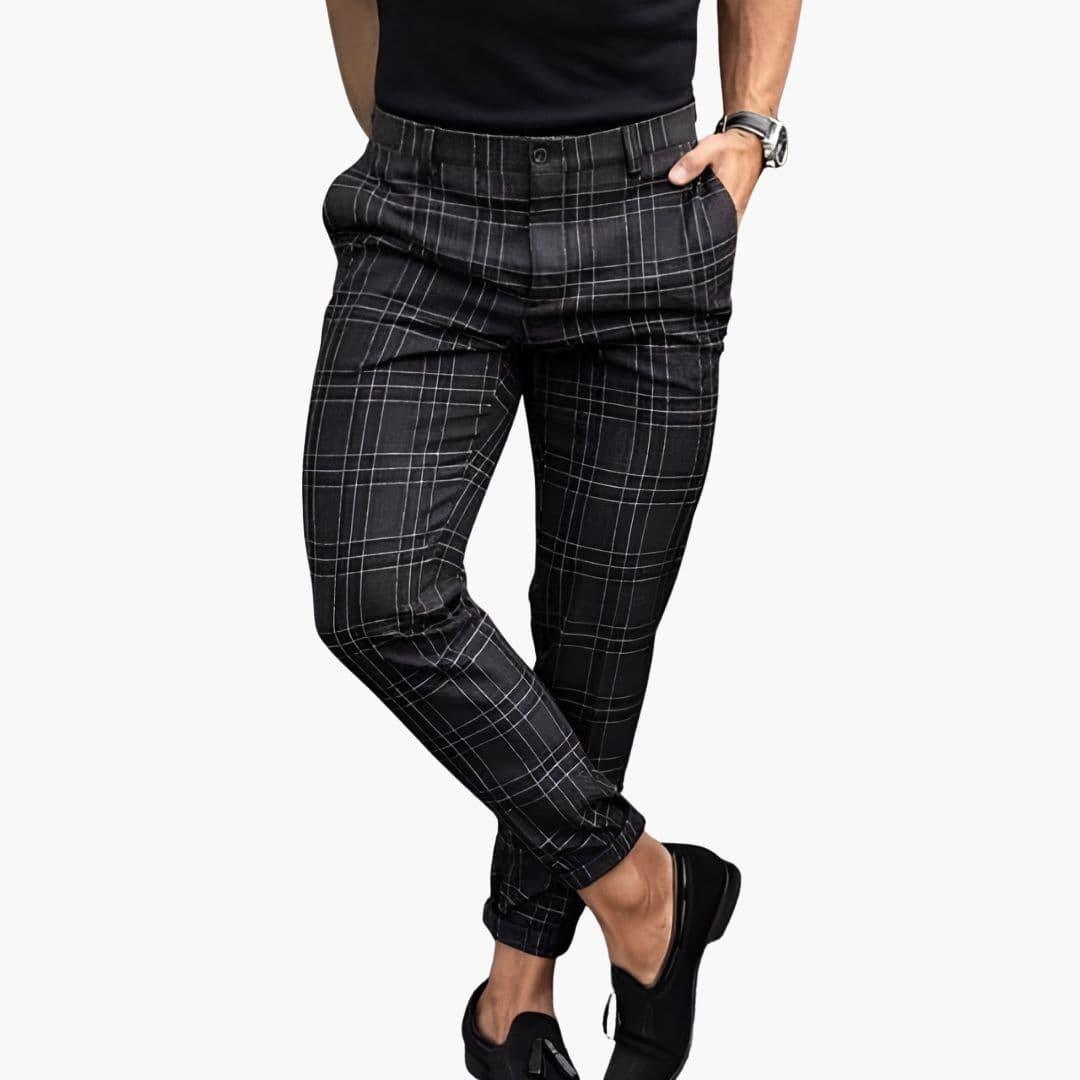 Men's Checkered Pants with Straight Leg