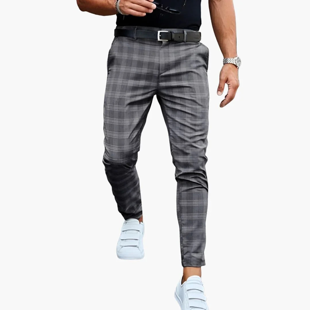 Men's Checkered Pants with Straight Leg