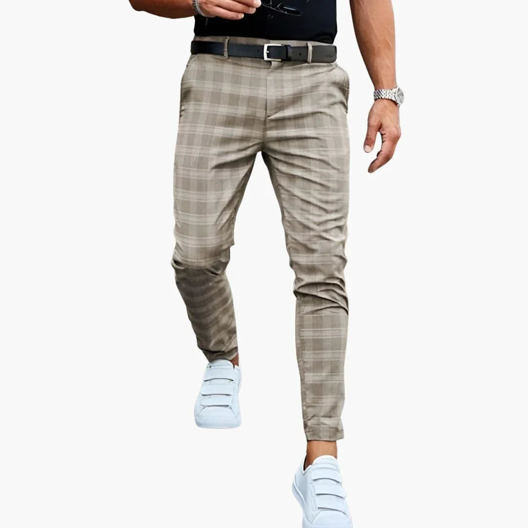Men's Checkered Pants with Straight Leg