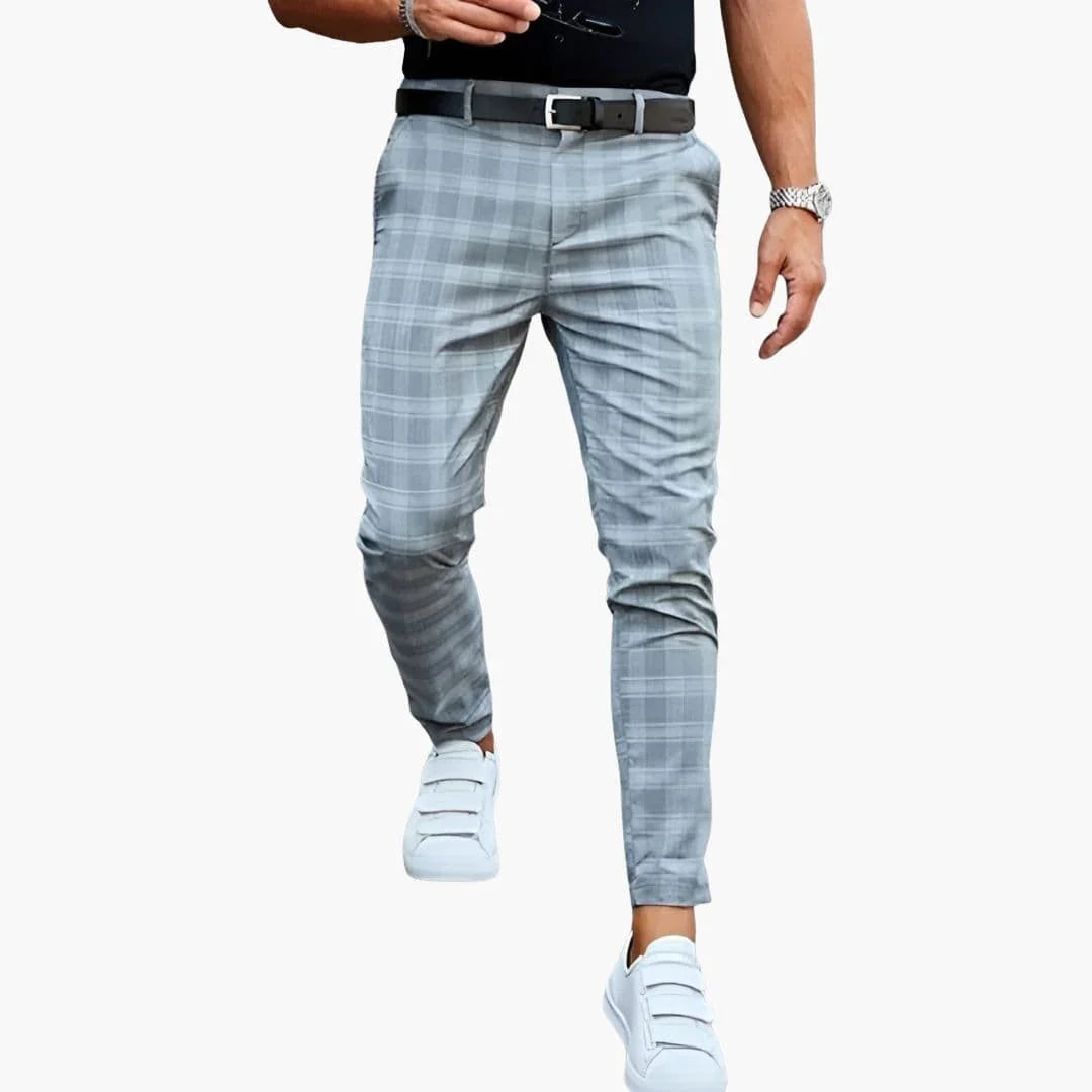 Men's Checkered Pants with Straight Leg