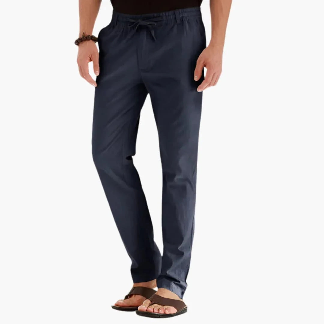 Men's Trousers with Elastic Waistband and Straight Leg