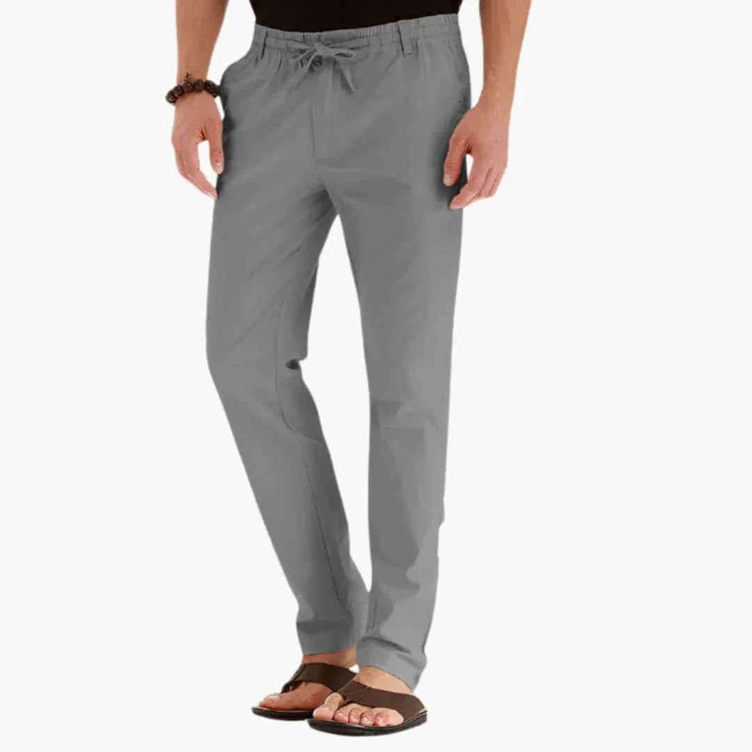 Men's Trousers with Elastic Waistband and Straight Leg