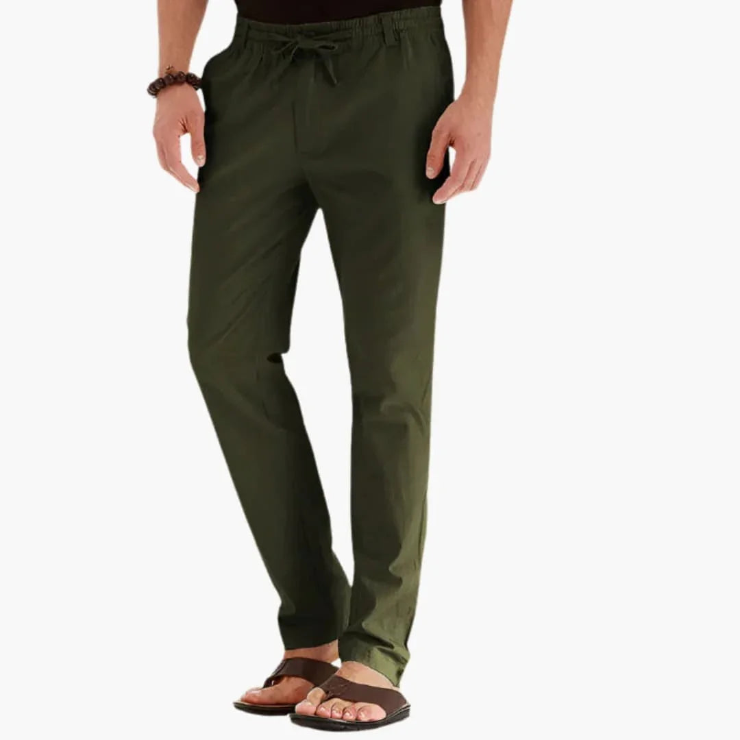 Men's Trousers with Elastic Waistband and Straight Leg