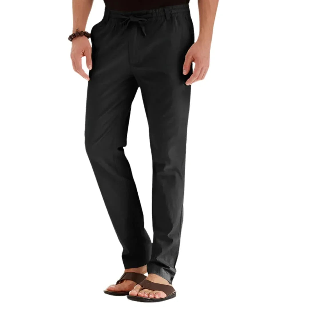 Men's Trousers with Elastic Waistband and Straight Leg