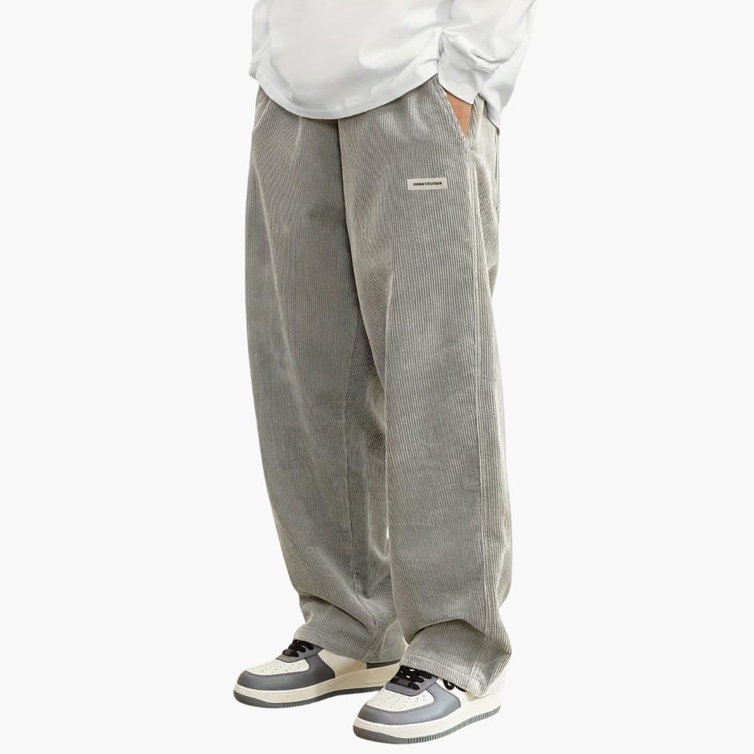 Men's Pants with Elastic Waistband and Wide Leg