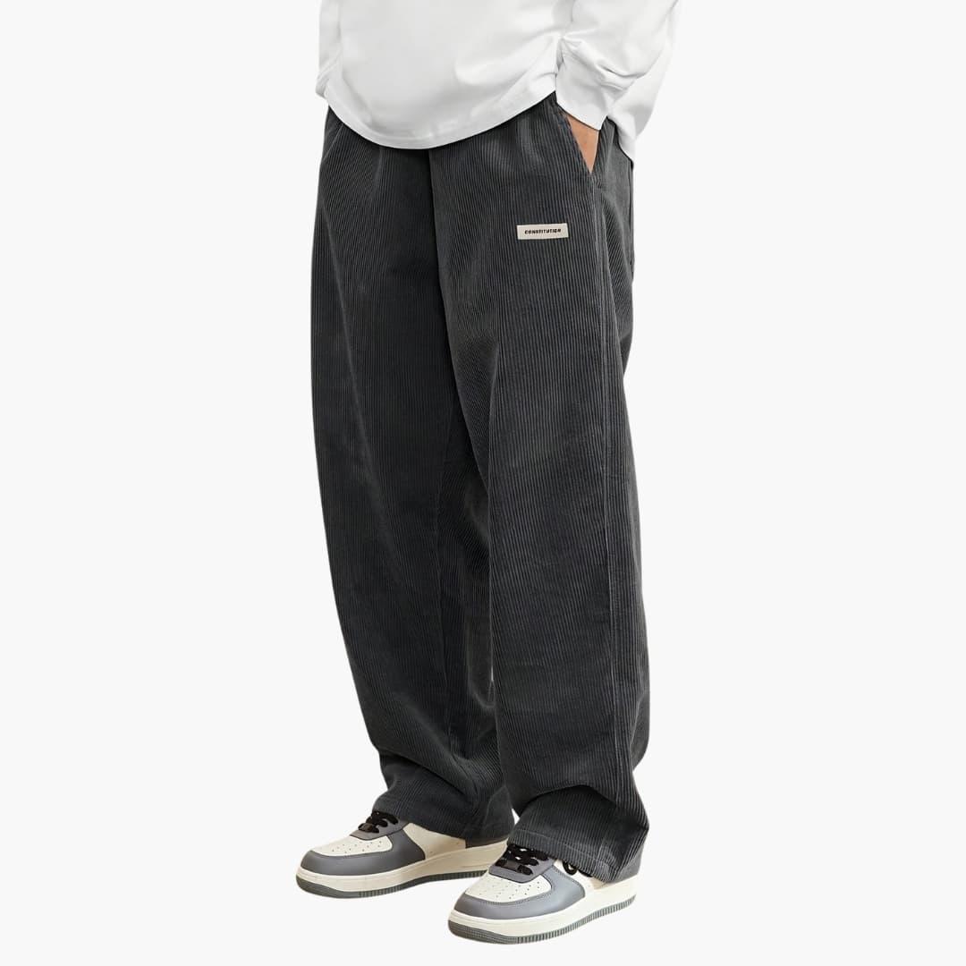 Men's Pants with Elastic Waistband and Wide Leg