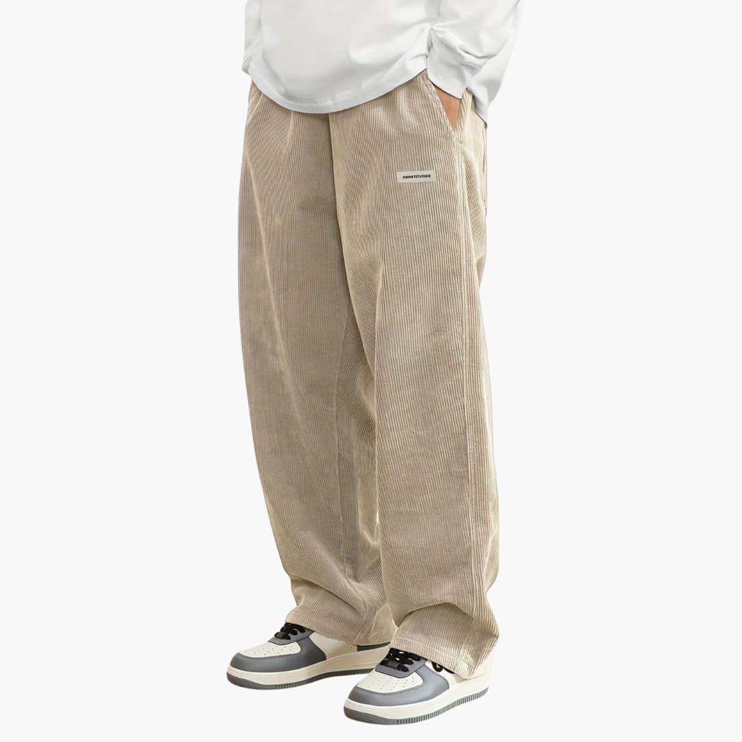 Men's Pants with Elastic Waistband and Wide Leg