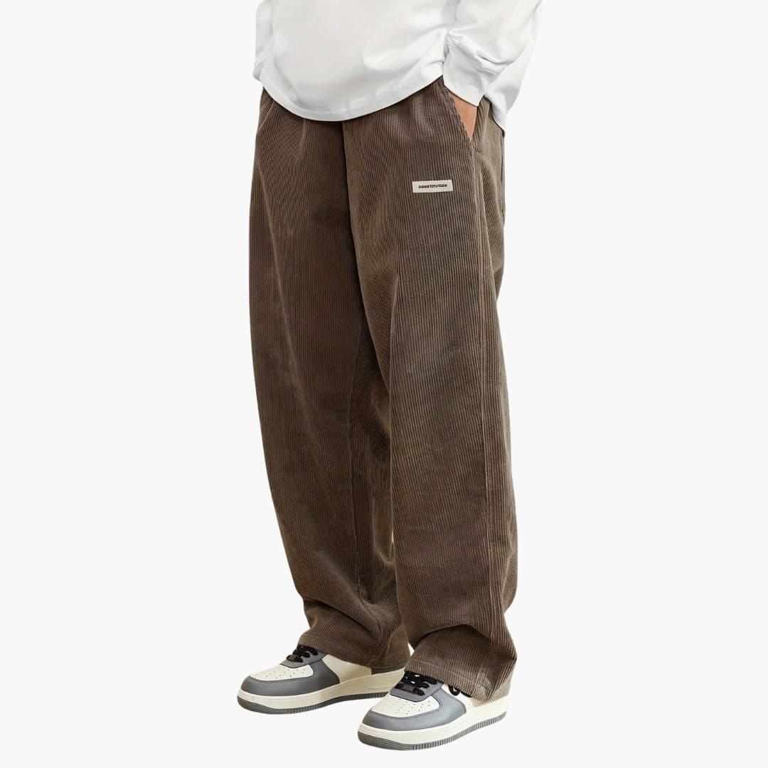 Men's Pants with Elastic Waistband and Wide Leg