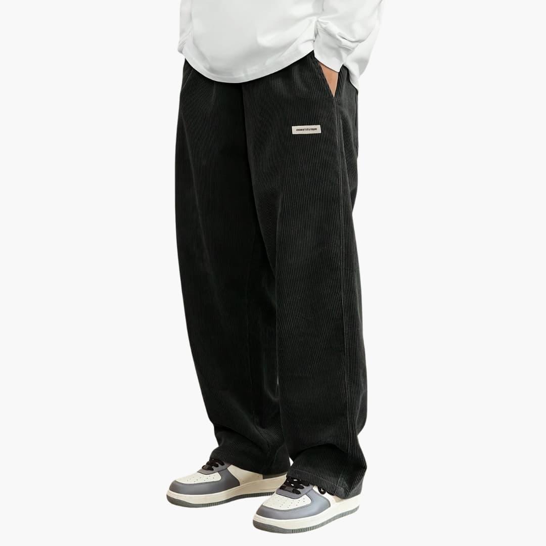 Men's Pants with Elastic Waistband and Wide Leg