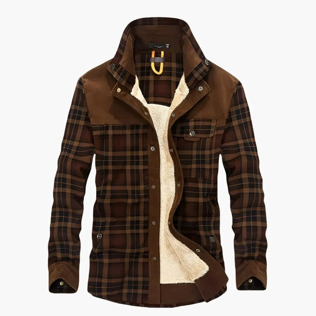 Bavane | Men's Checkered Jacket with Button Placket and Pockets