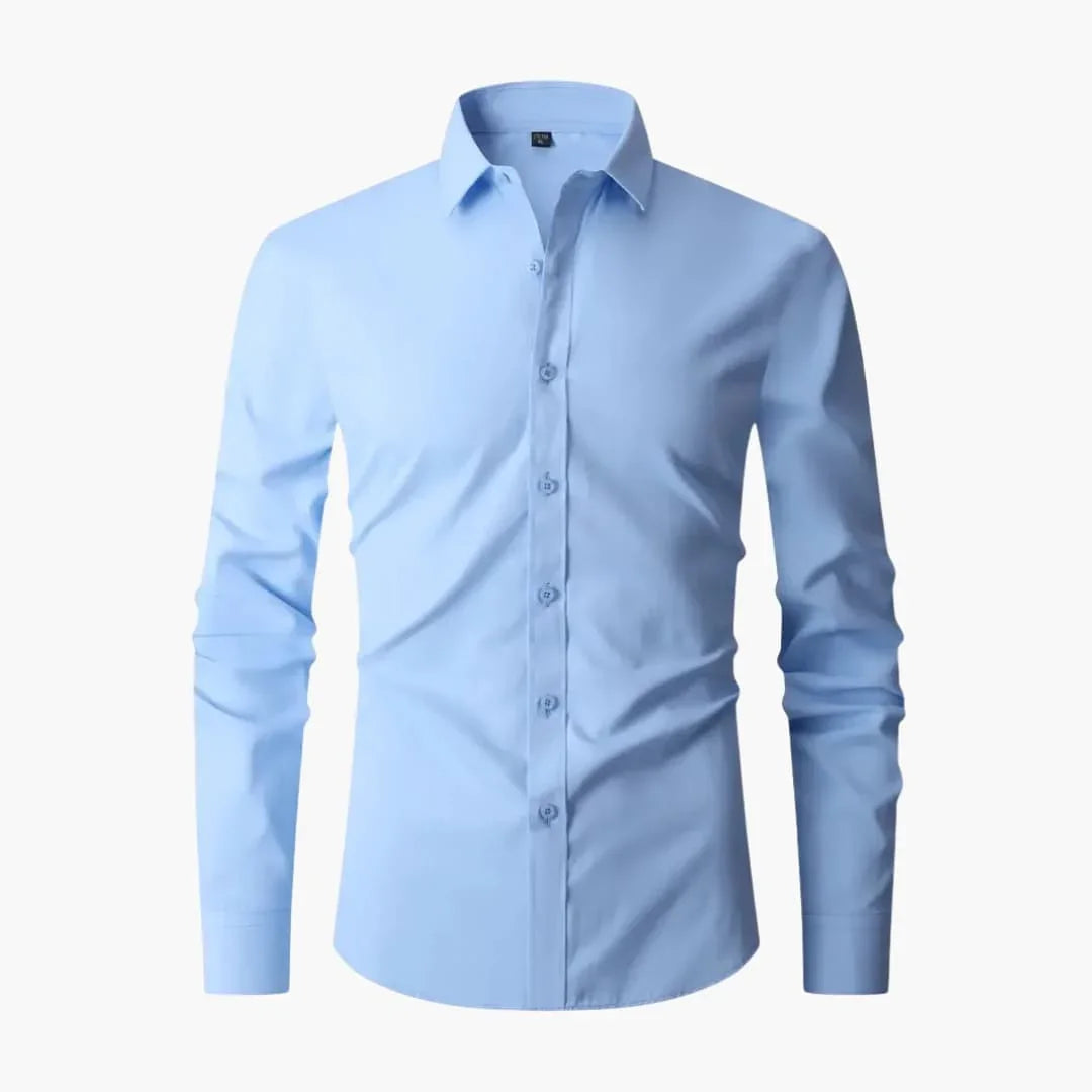 Men's Long Sleeve Shirt with Collar and Button Placket