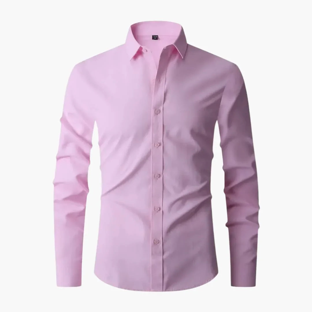 Men's Long Sleeve Shirt with Collar and Button Placket