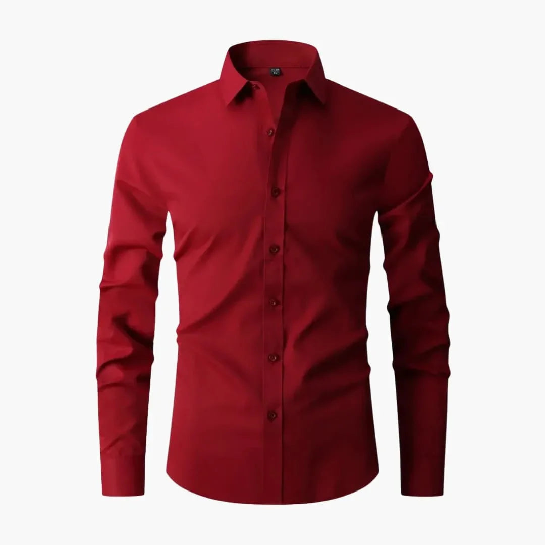 Men's Long Sleeve Shirt with Collar and Button Placket