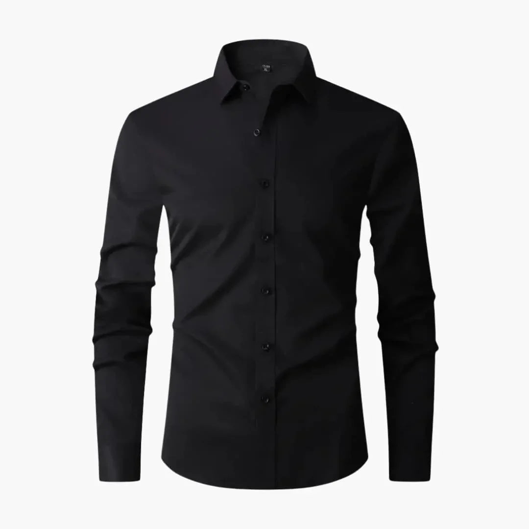 Men's Long Sleeve Shirt with Collar and Button Placket