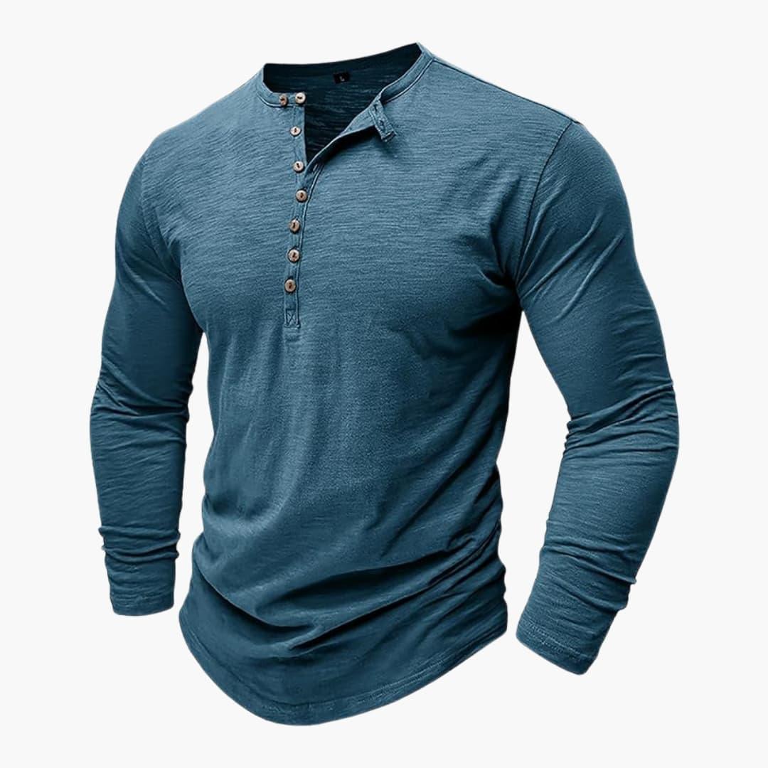 Men's Long Sleeve Shirt with Button Placket