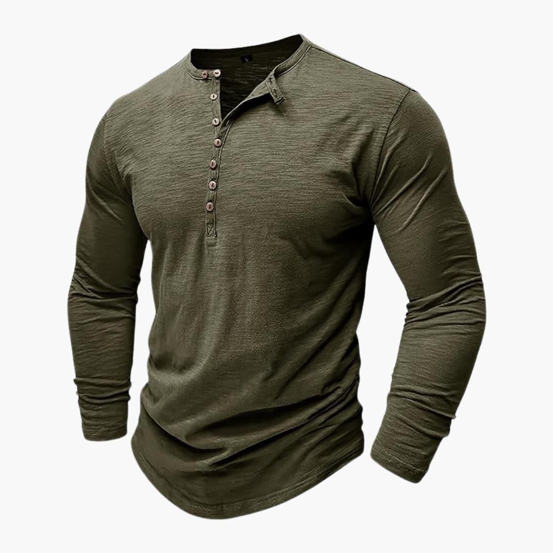 Men's Long Sleeve Shirt with Button Placket