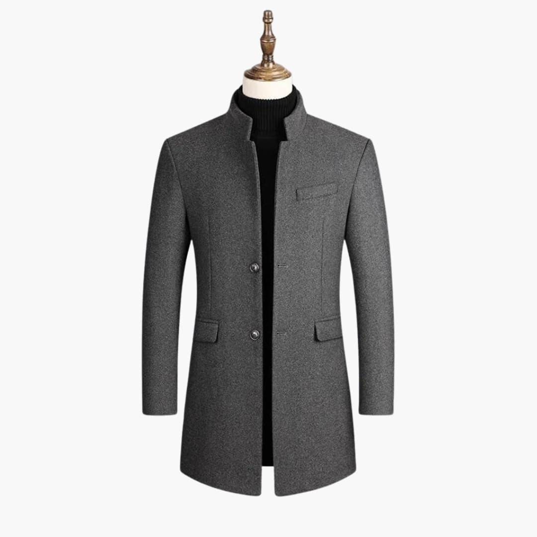Men's Long Coat with Button Closure