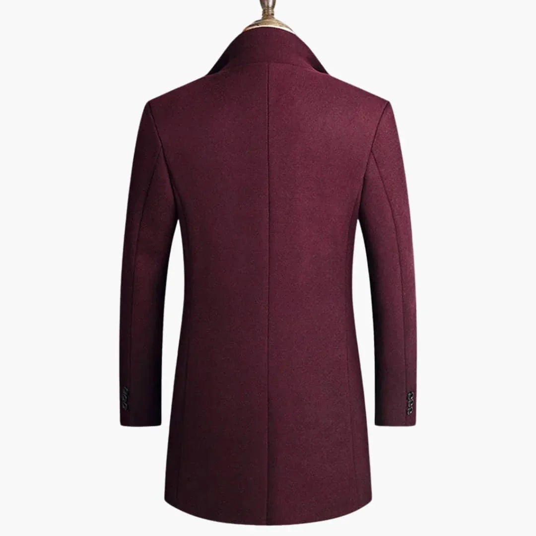 Men's Long Coat with Button Closure