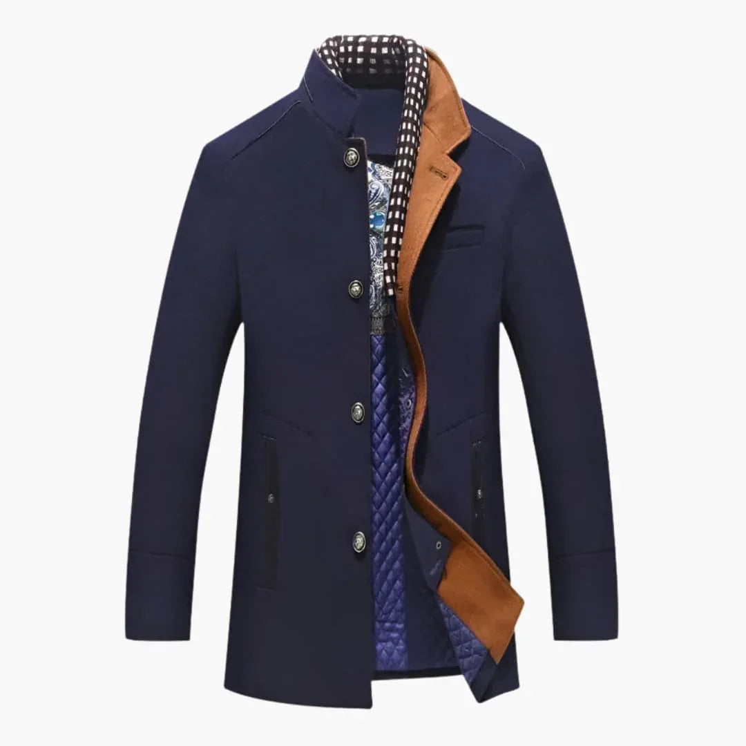 Men's Coat with Stand-Up Collar