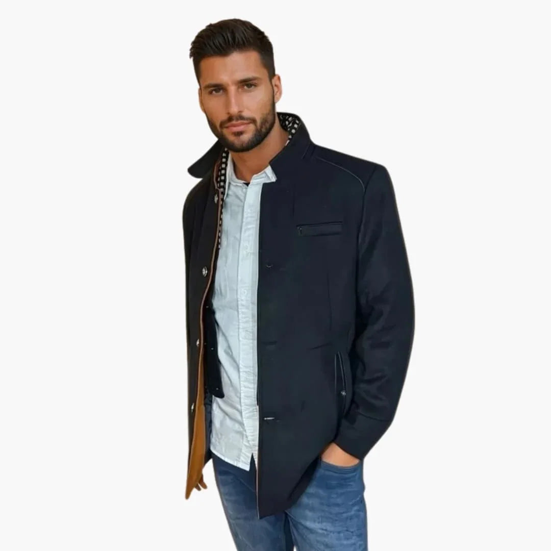 Men's Coat with Stand-Up Collar