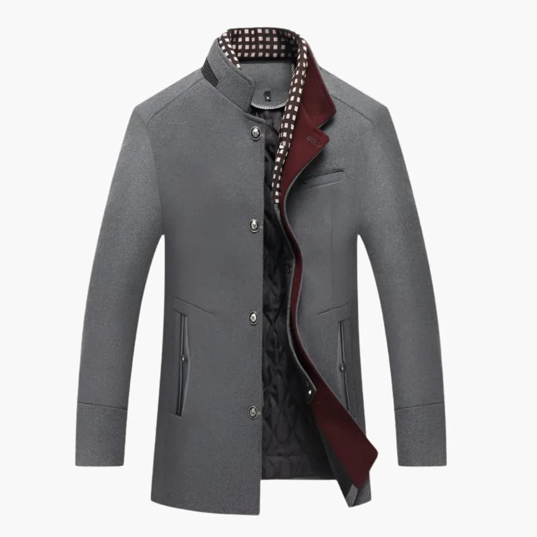 Men's Coat with Stand-Up Collar