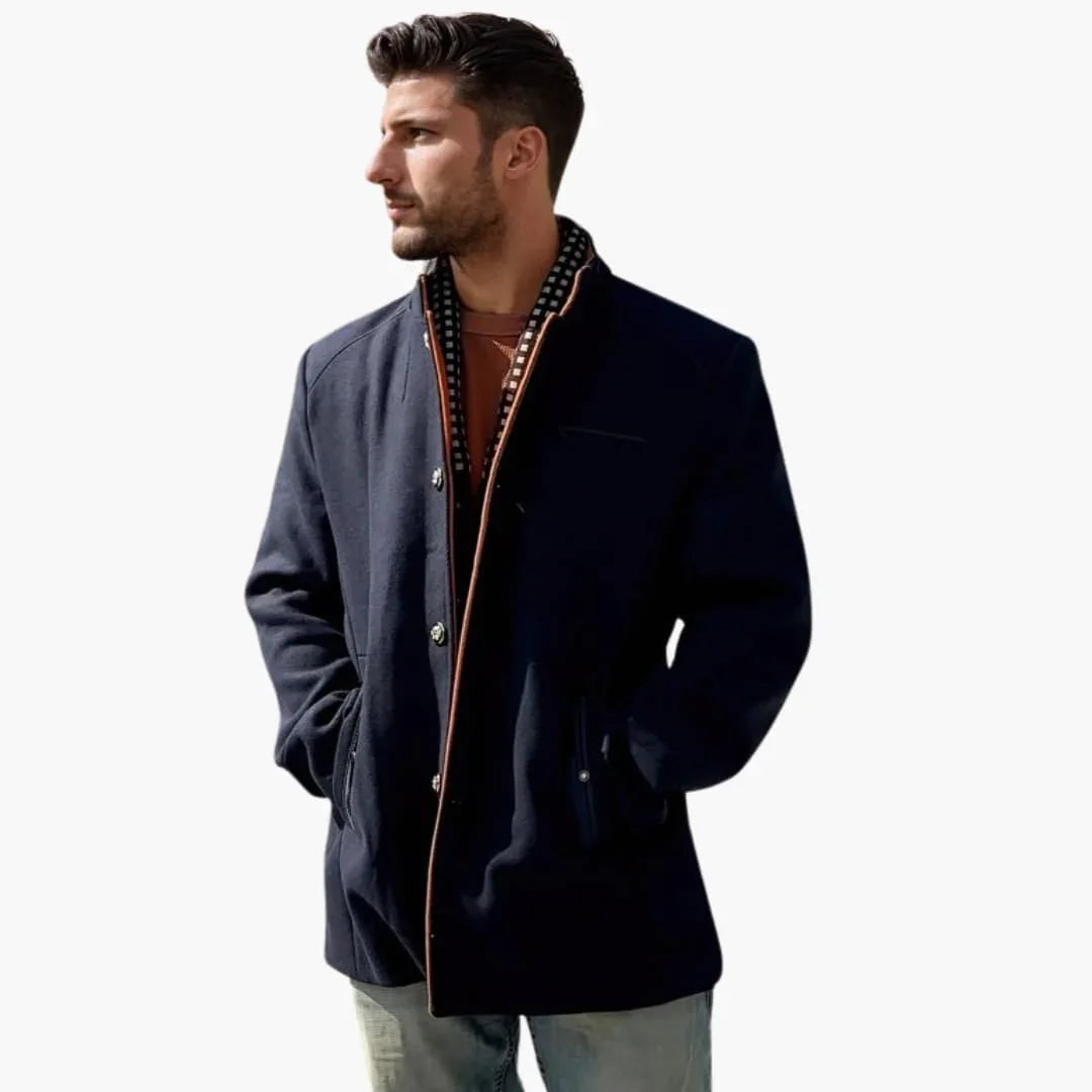 Men's Coat with Stand-Up Collar