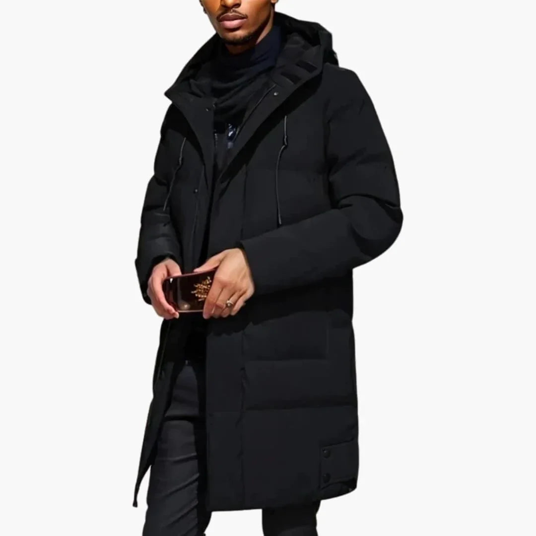 Men's Parka Jacket with Hood and Zipper