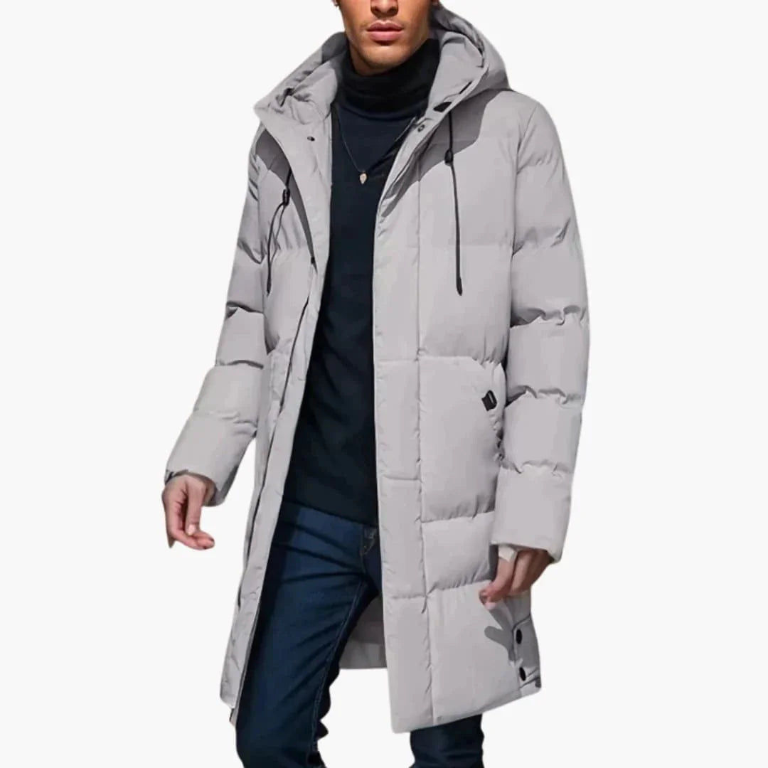 Men's Parka Jacket with Hood and Zipper