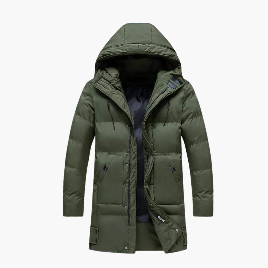 Men's Parka Jacket with Hood and Zipper