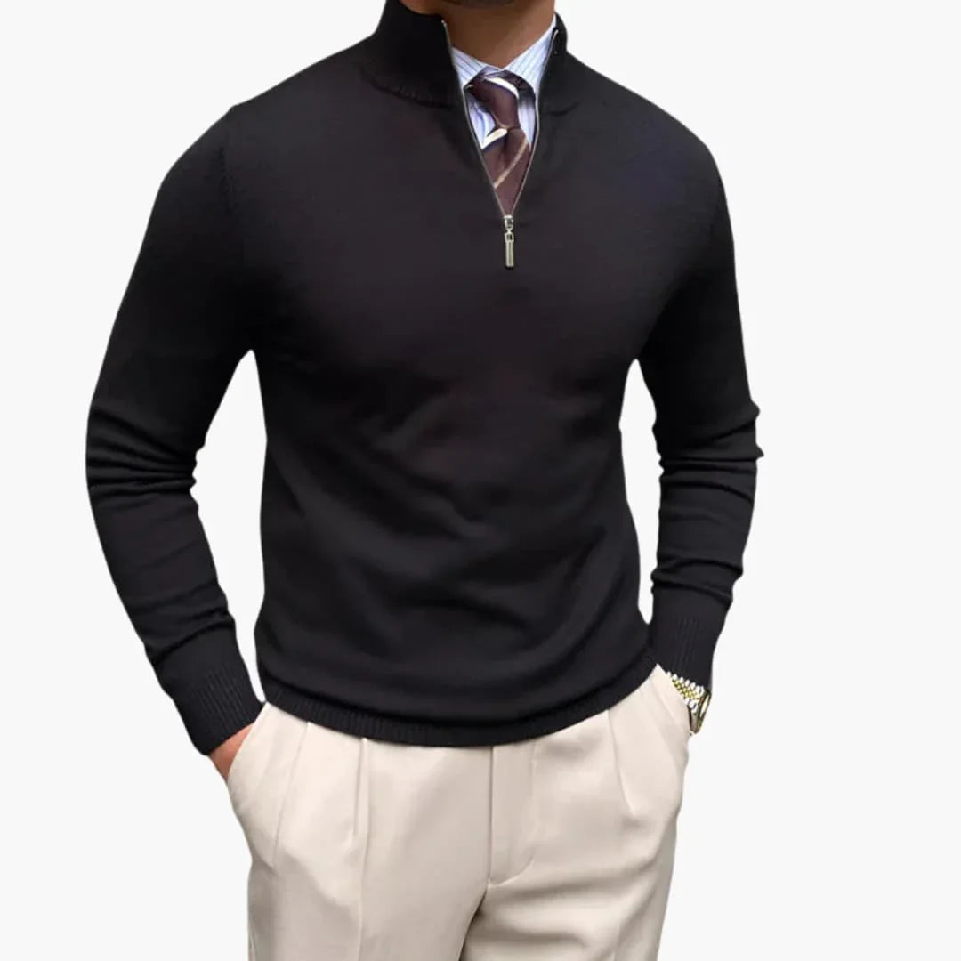Bavane | Men's Pullover with Half Zip and Stand-Up Collar