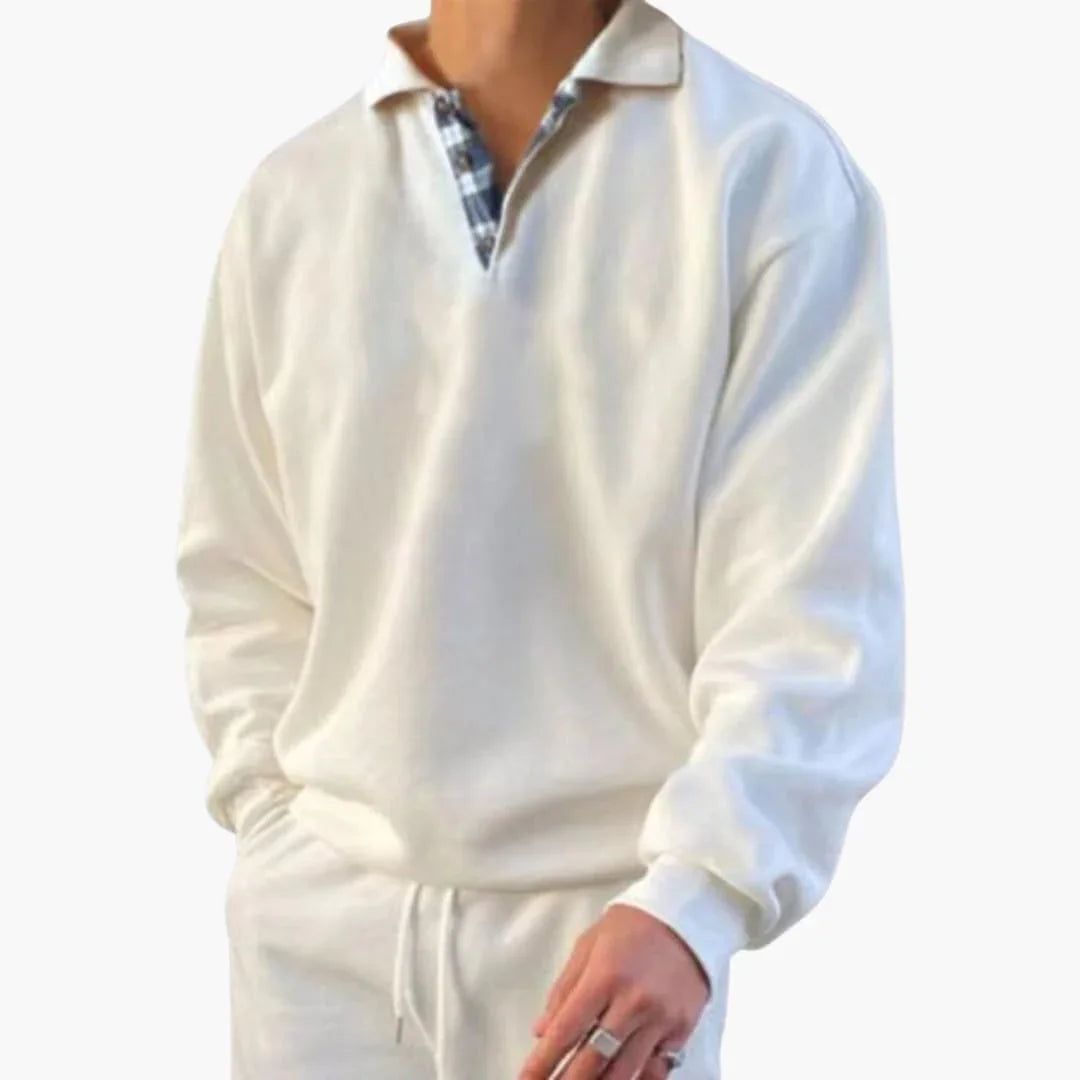 Men's Sweater with Collar and Long Sleeves