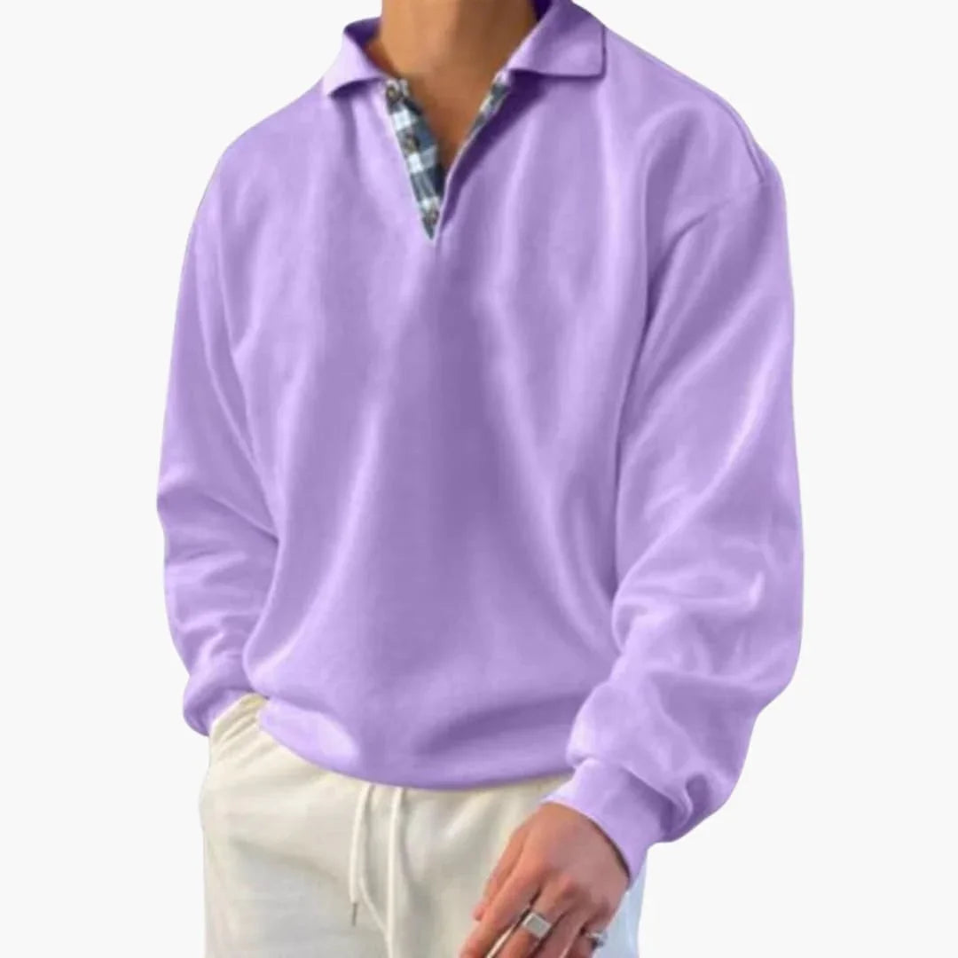 Men's Sweater with Collar and Long Sleeves