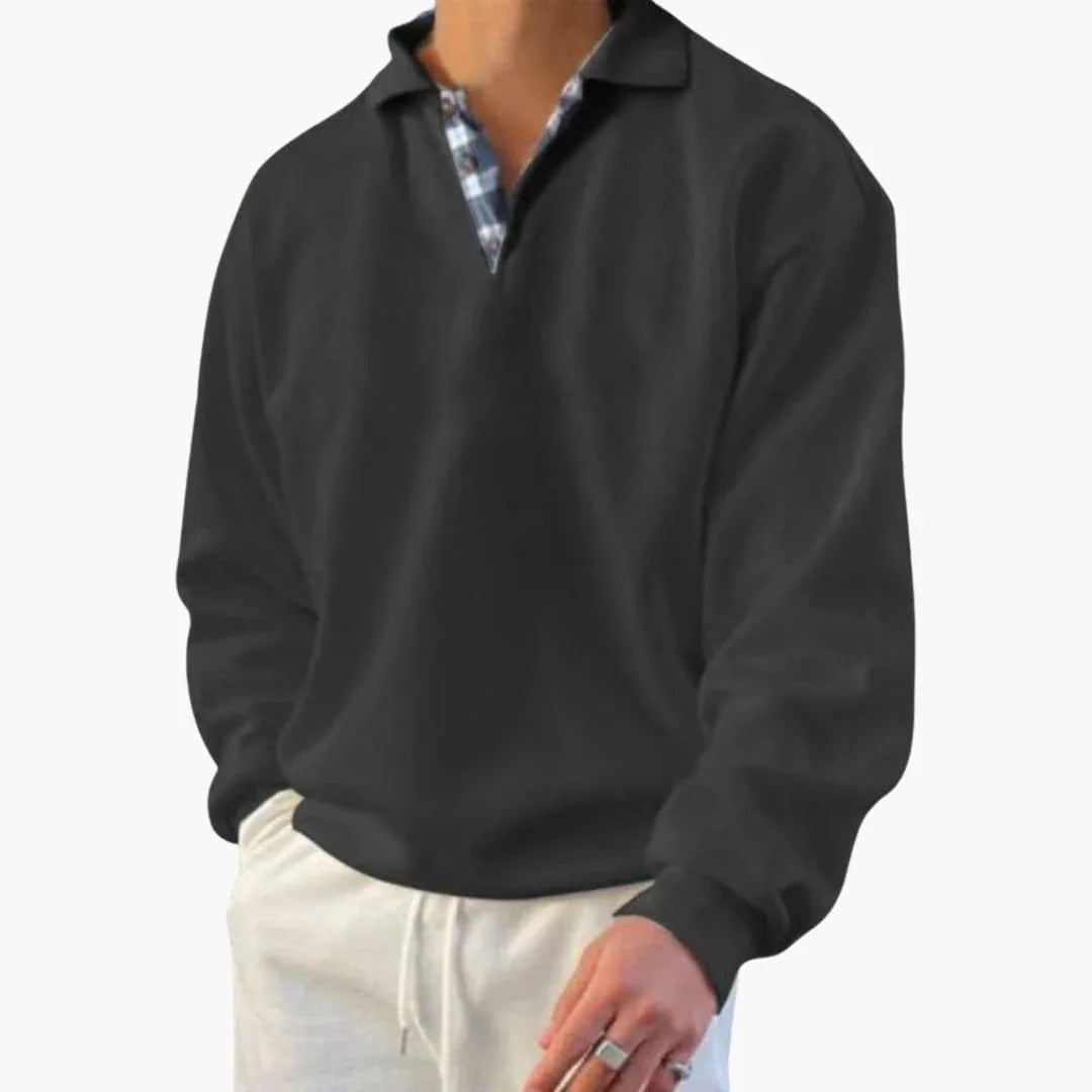 Men's Sweater with Collar and Long Sleeves
