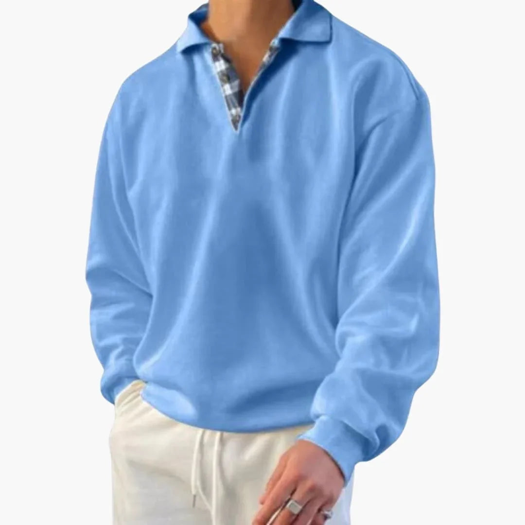 Men's Sweater with Collar and Long Sleeves