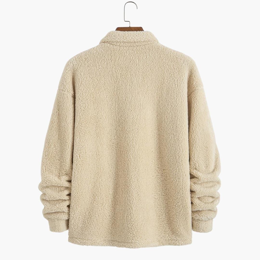 Men's Sweater with Polo Collar and Pocket