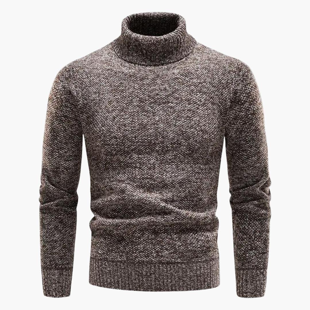 Men's Turtleneck Sweater with Ribbed Cuffs
