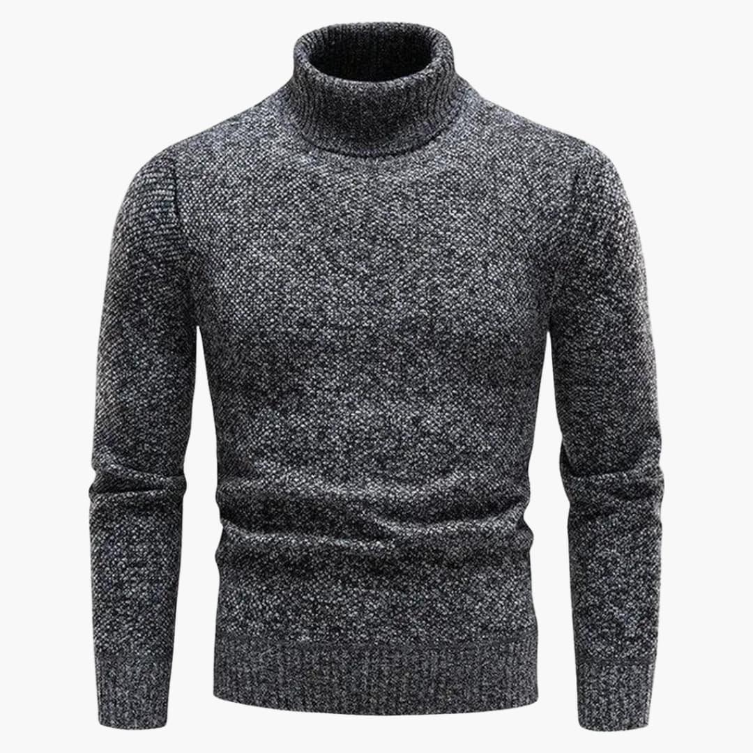 Men's Turtleneck Sweater with Ribbed Cuffs