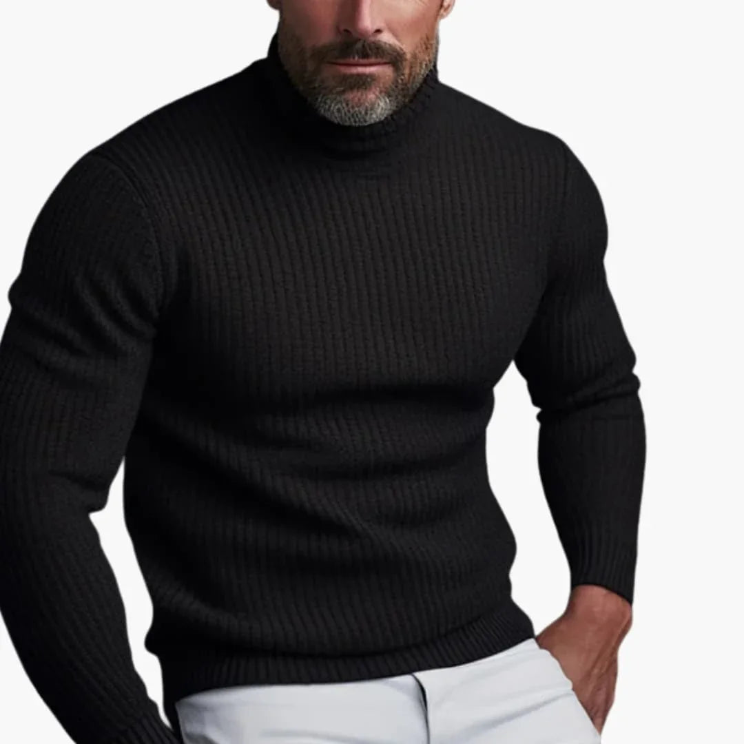 Bavane | Men's Turtleneck Sweater with Ribbed Knit Design